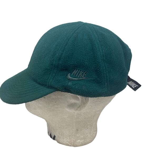 Vintage Nike Fleece Hat Mens One Size Forrest Green Adjustable - Picture 9 of 11